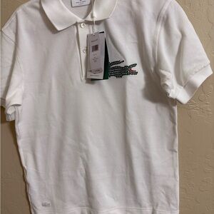 Lacoste Men's White Organic cotton polo shirt. Made in France FR 3 US small NWT